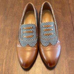 BUTITI Tan Herringbone Oxford Loafers